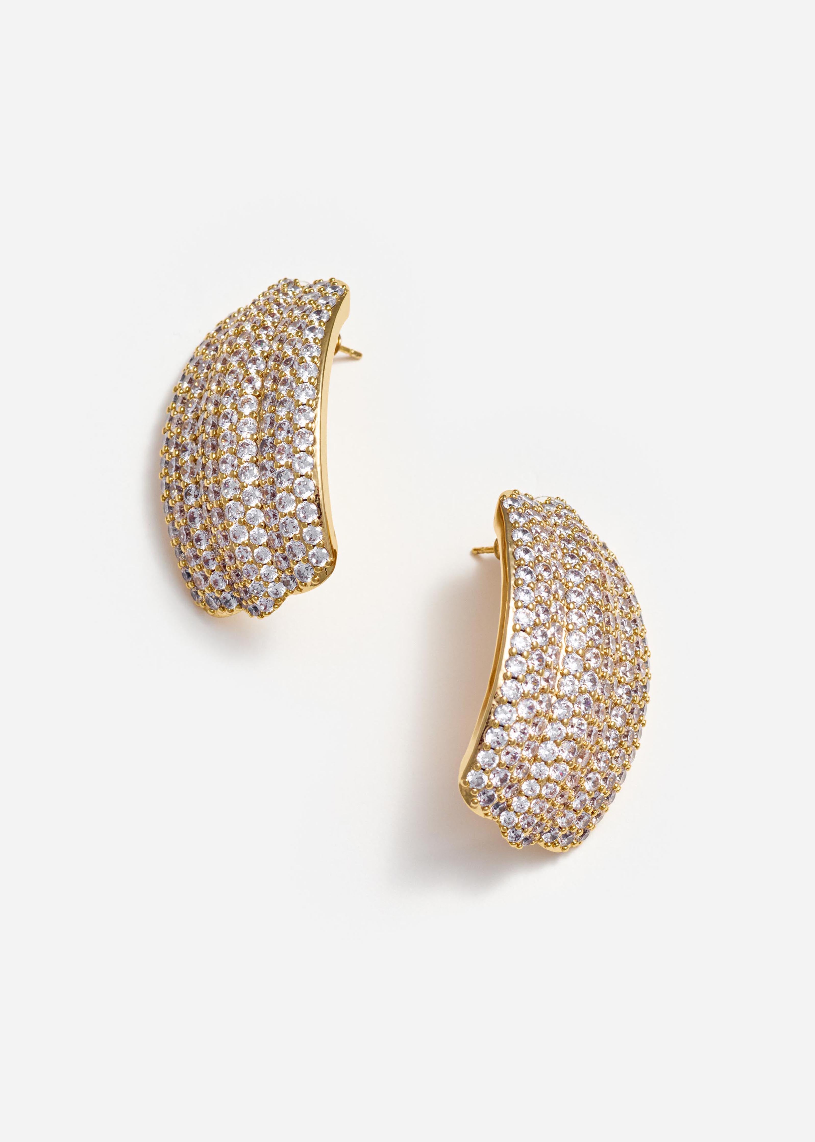 Gold Crystal Ridged Earrings