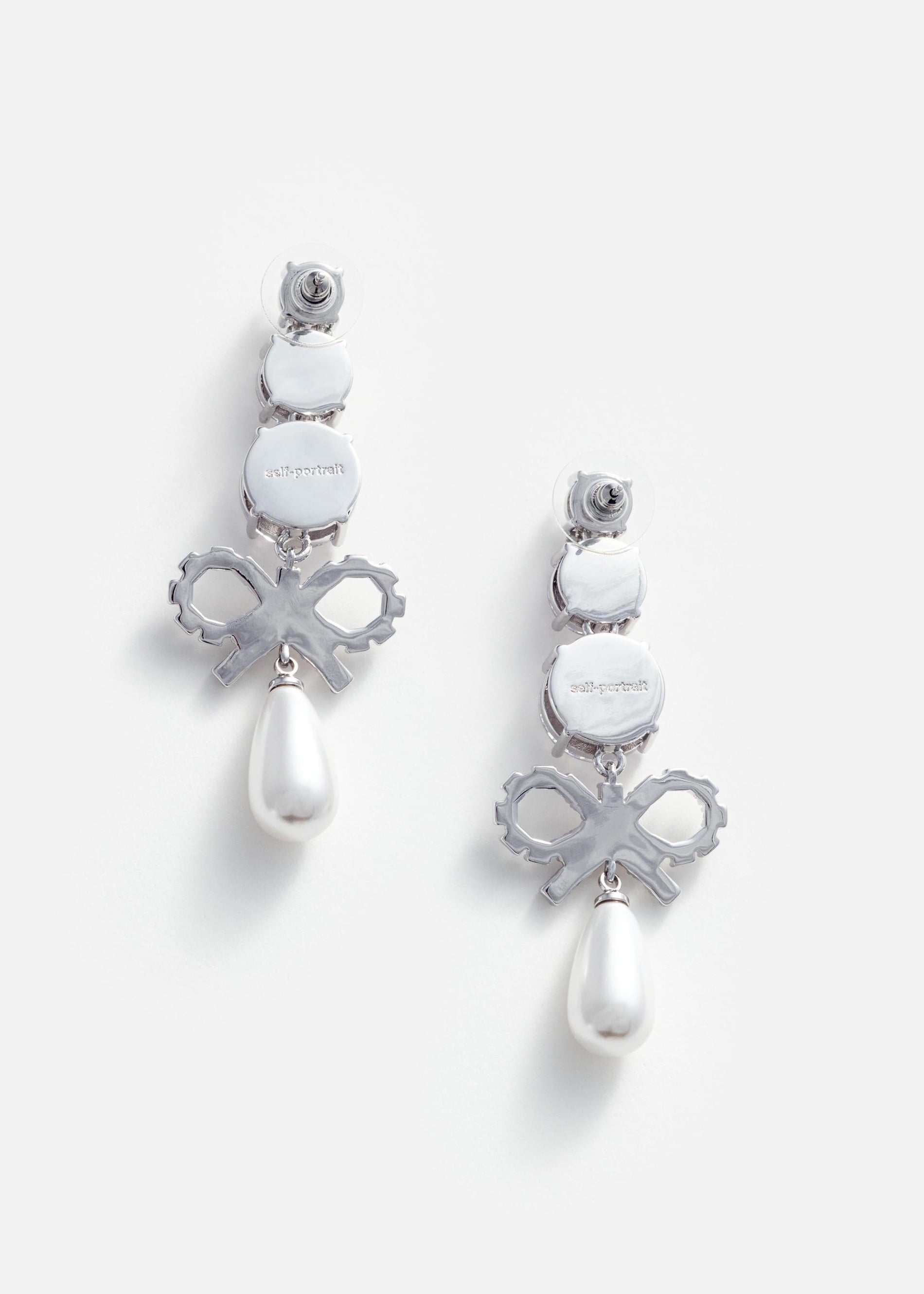 Crystal Bow Pearl Earrings