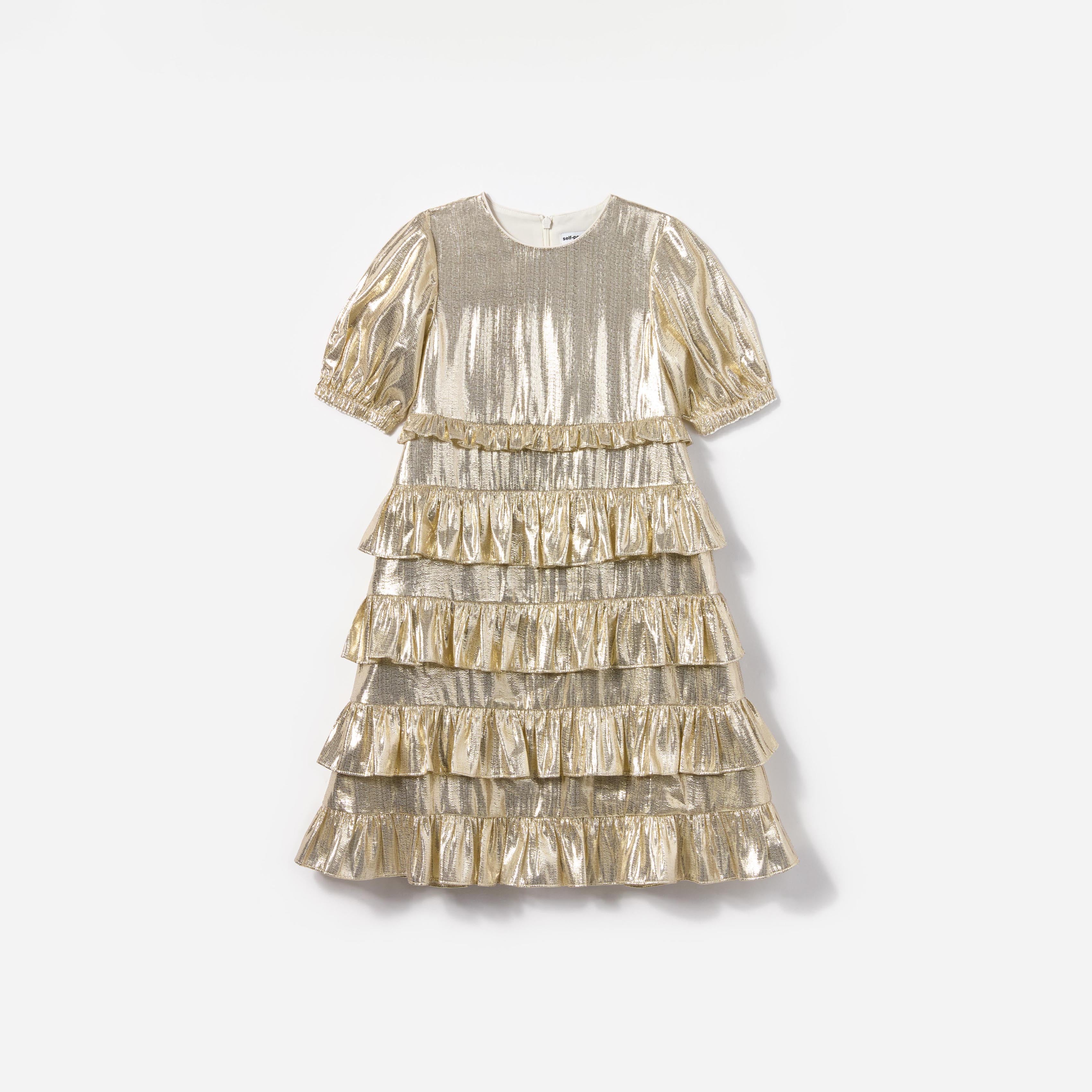 gold metallic tiered dress self portrait self-portrait - Gold Metallic Tiered Dress
