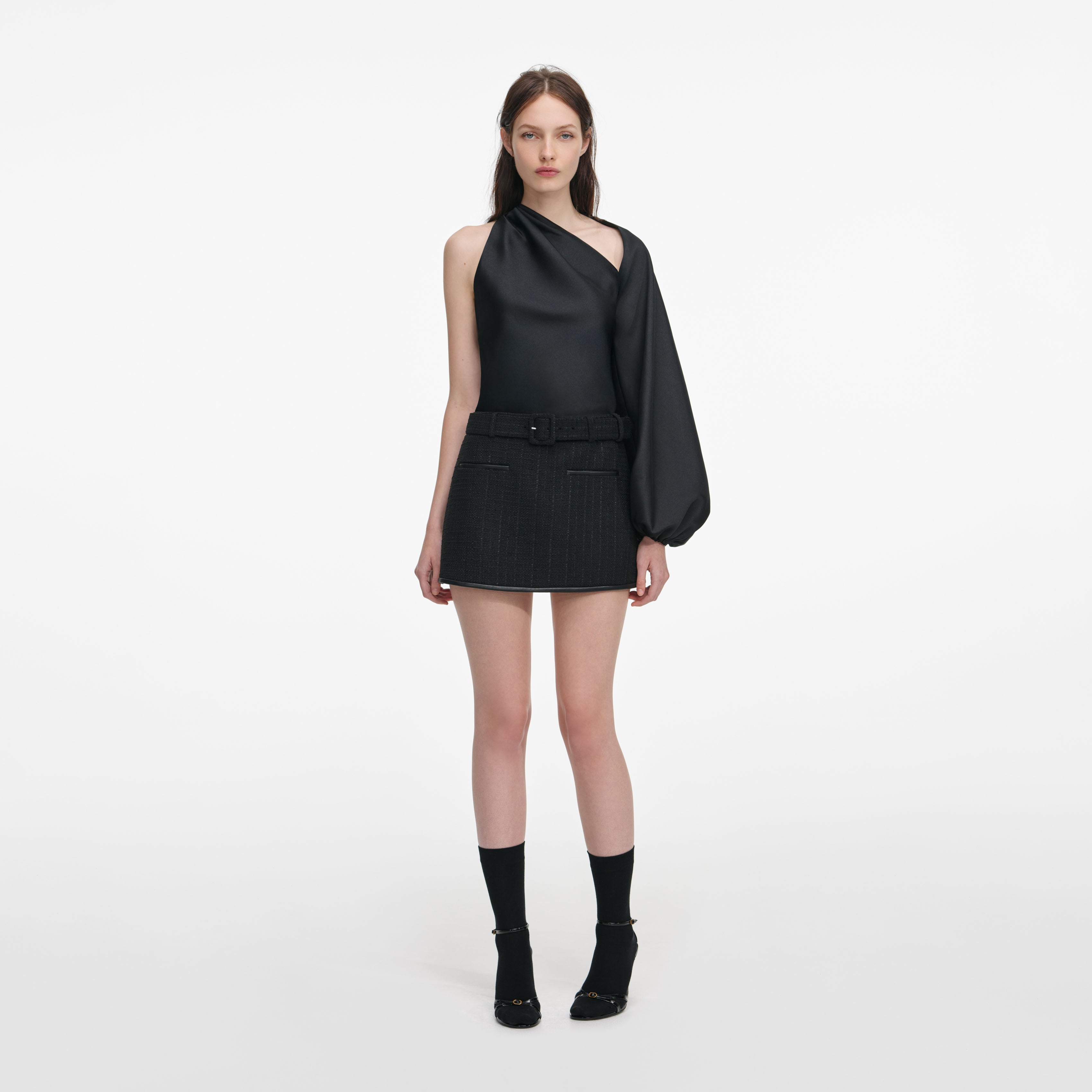 Black Boucle Mini Skirt – self-portrait-US