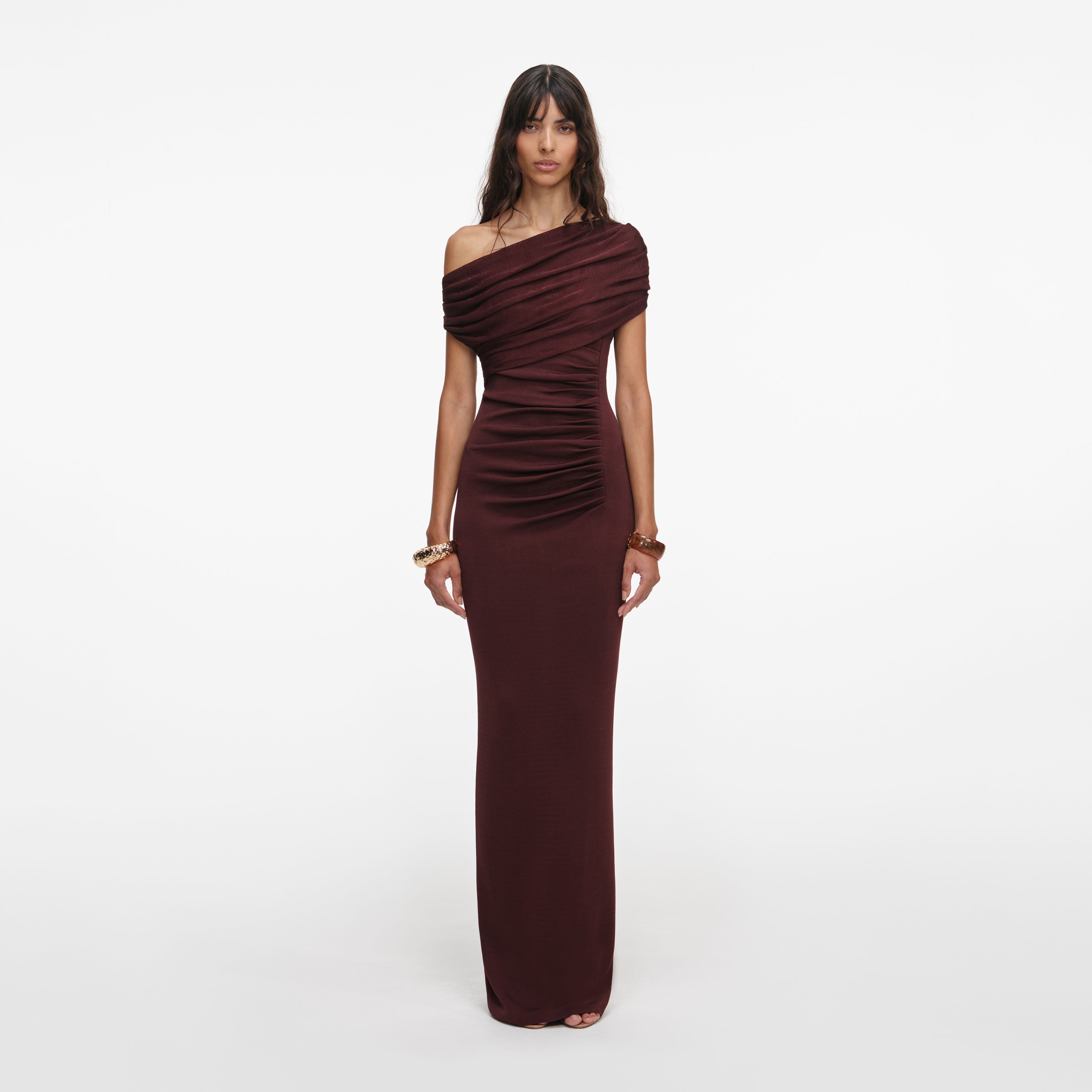 Self-Portrait-Draped Knitted Long Dress-Dresses Self-Portrait-Draped Knitted Long Dress-Dresses
