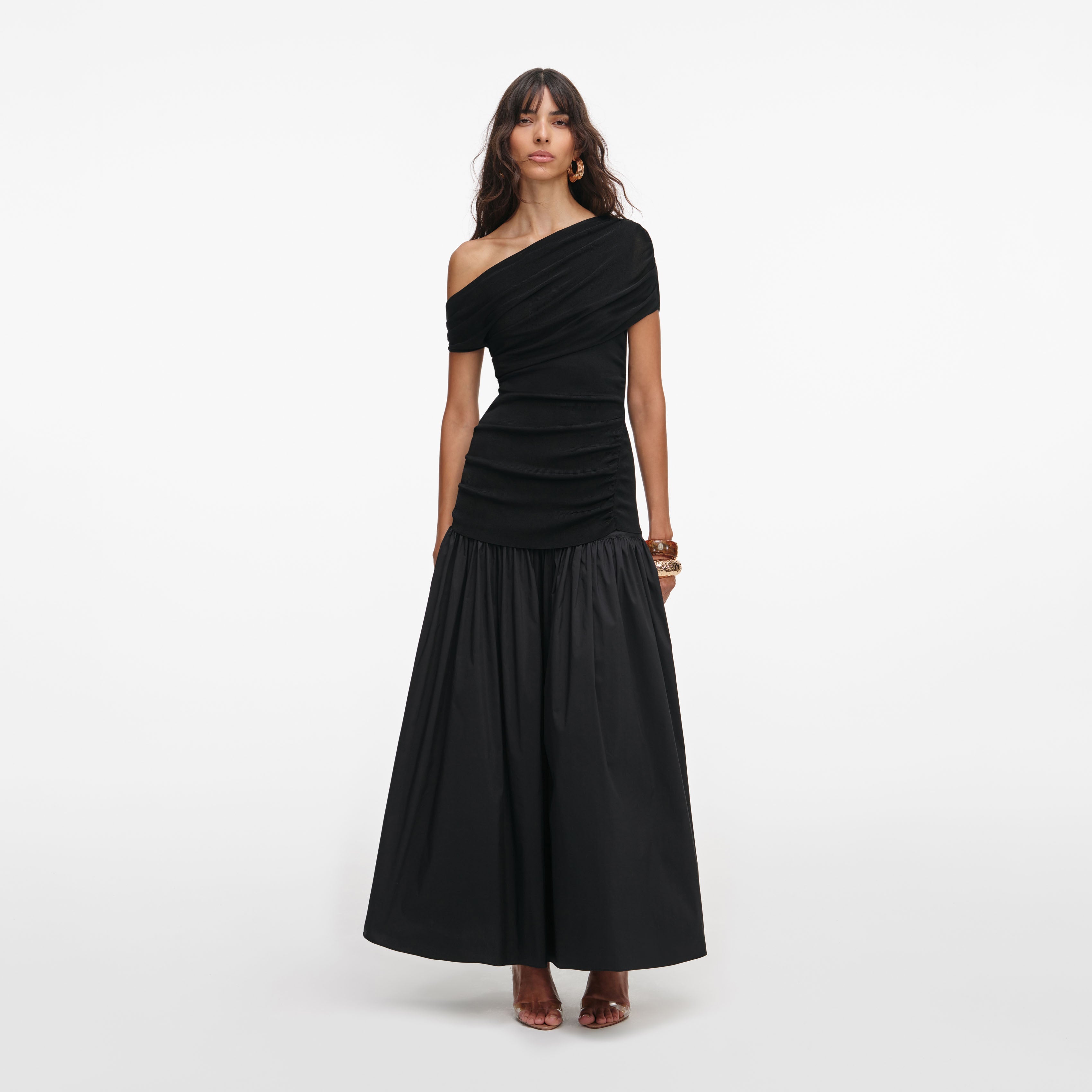 Self-portrait Draped Midi Dress - Black Self-portrait Draped Midi Dress - Black