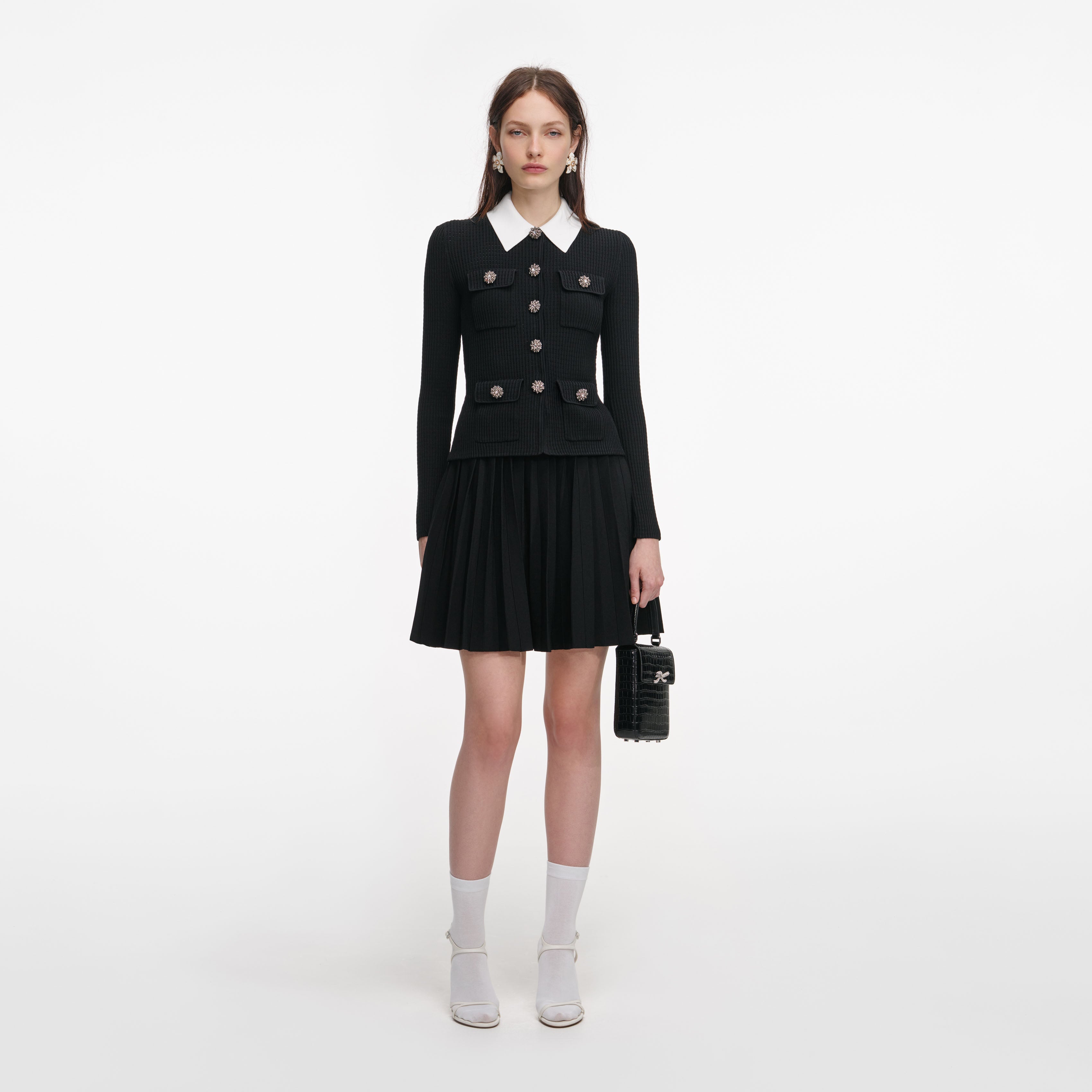 self-portrait - Black Tailored Knit Mini Dress - L self-portrait - Black Tailored Knit Mini Dress - L