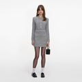 Grey Fluffy Knit Mini Skirt