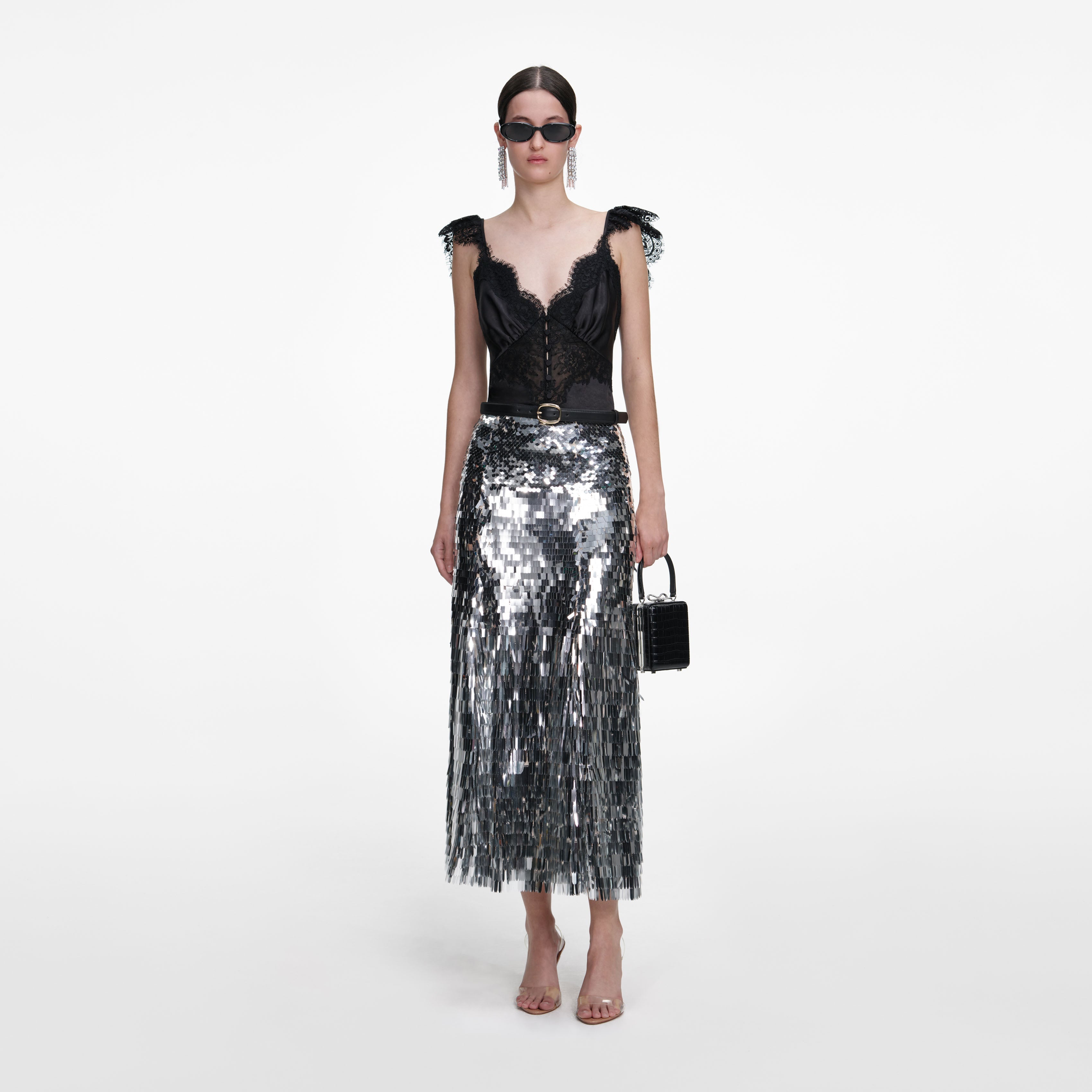 sequin dress skirt retrofete Zevy Dress in Cream,Metallic Gold