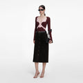 Brown Contrast Lace Knit Top