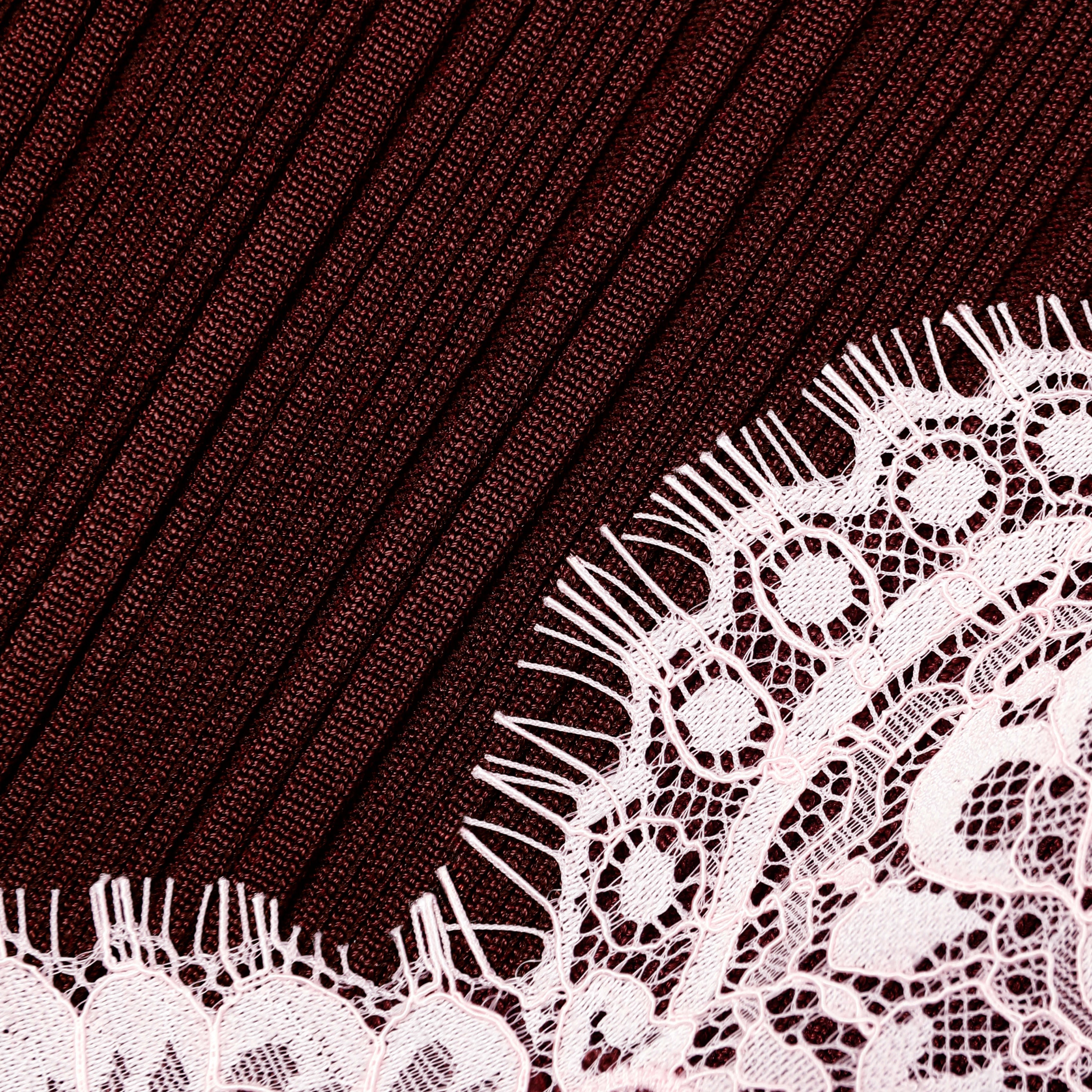 Brown Contrast Lace Knit Midi Dress