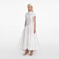 White Satin Ramie Midi Dress