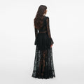 Black Lace Ruffle Maxi Dress