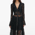 Black Lace Ruffle Maxi Dress