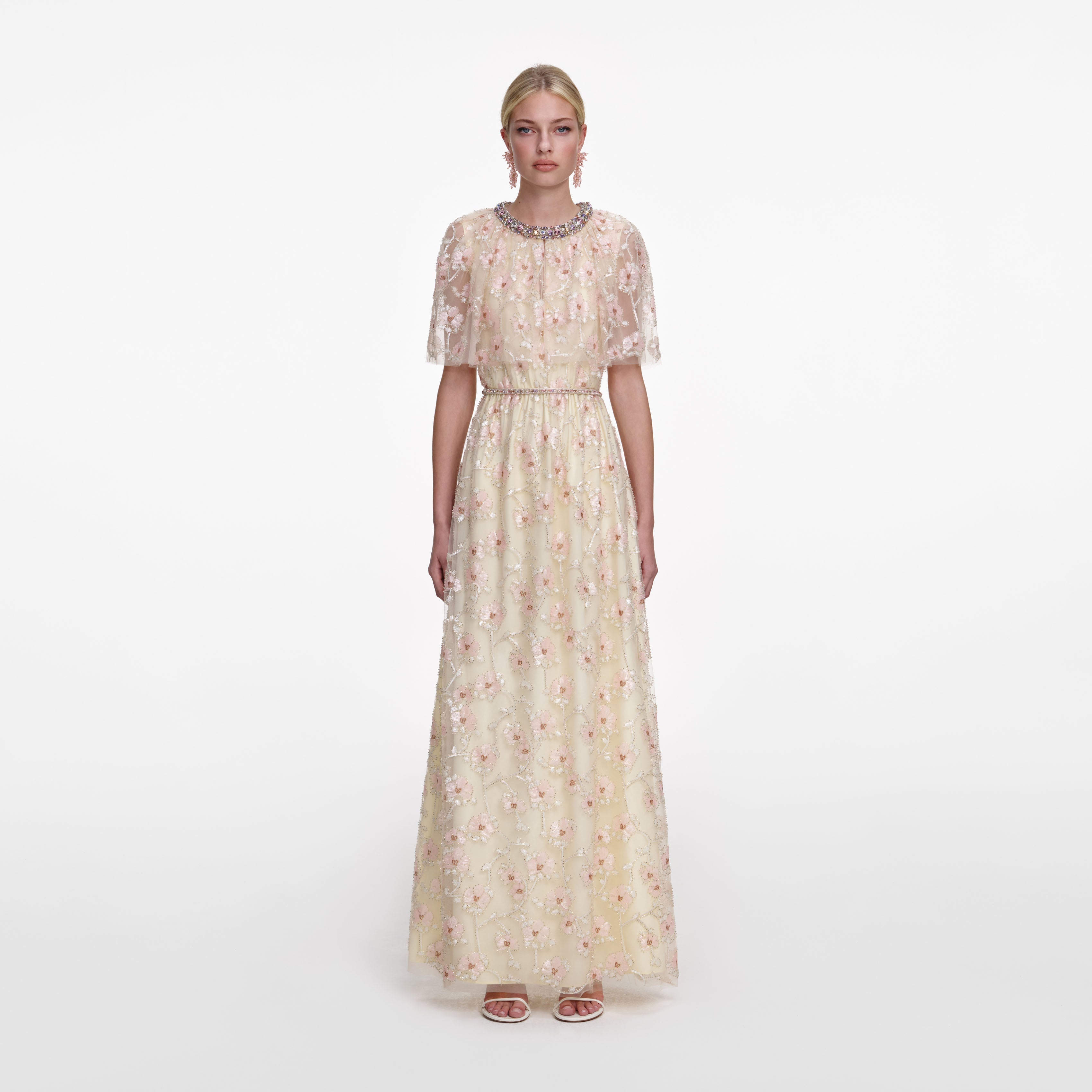Champagne Floral Embellished Maxi Dress self-portrait-US Champagne Floral Embellished Maxi Dress self-portrait-US