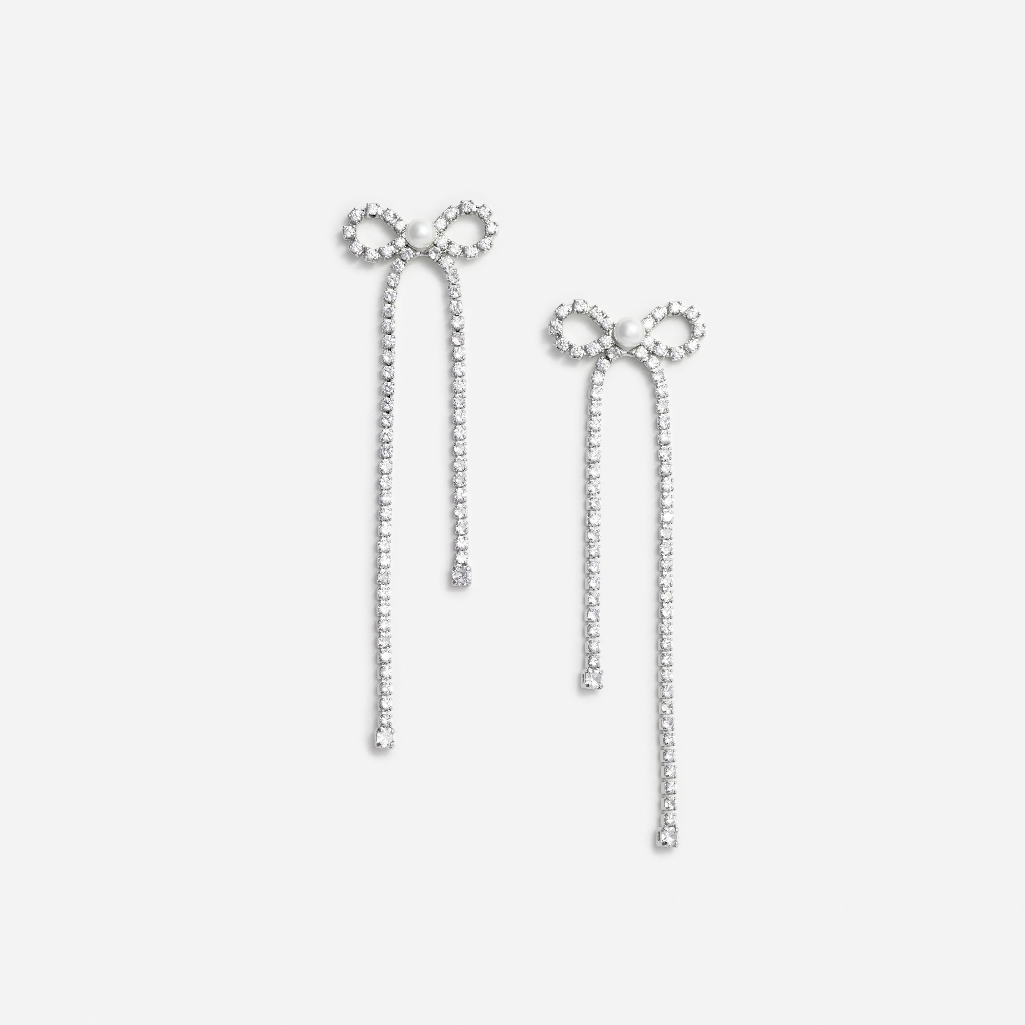 Crystal Droplet Bow Earrings – self-portrait-US