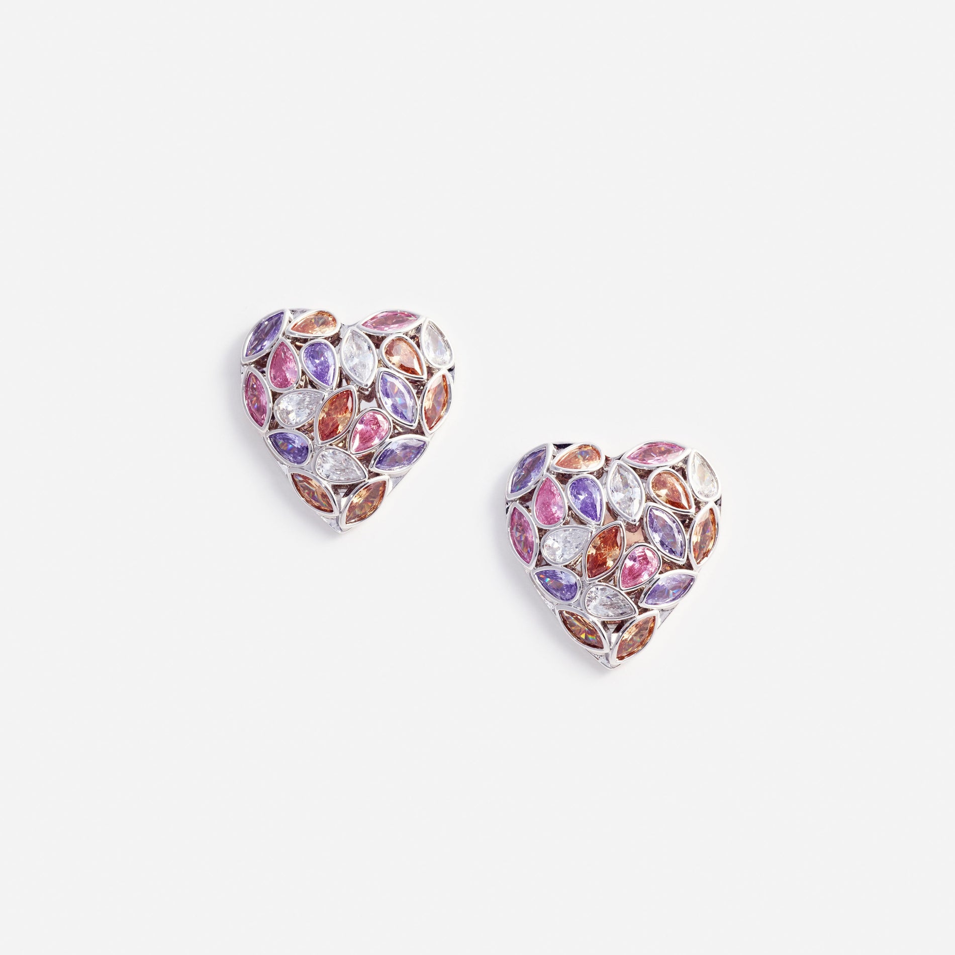 Multi Embellished Heart Earrings