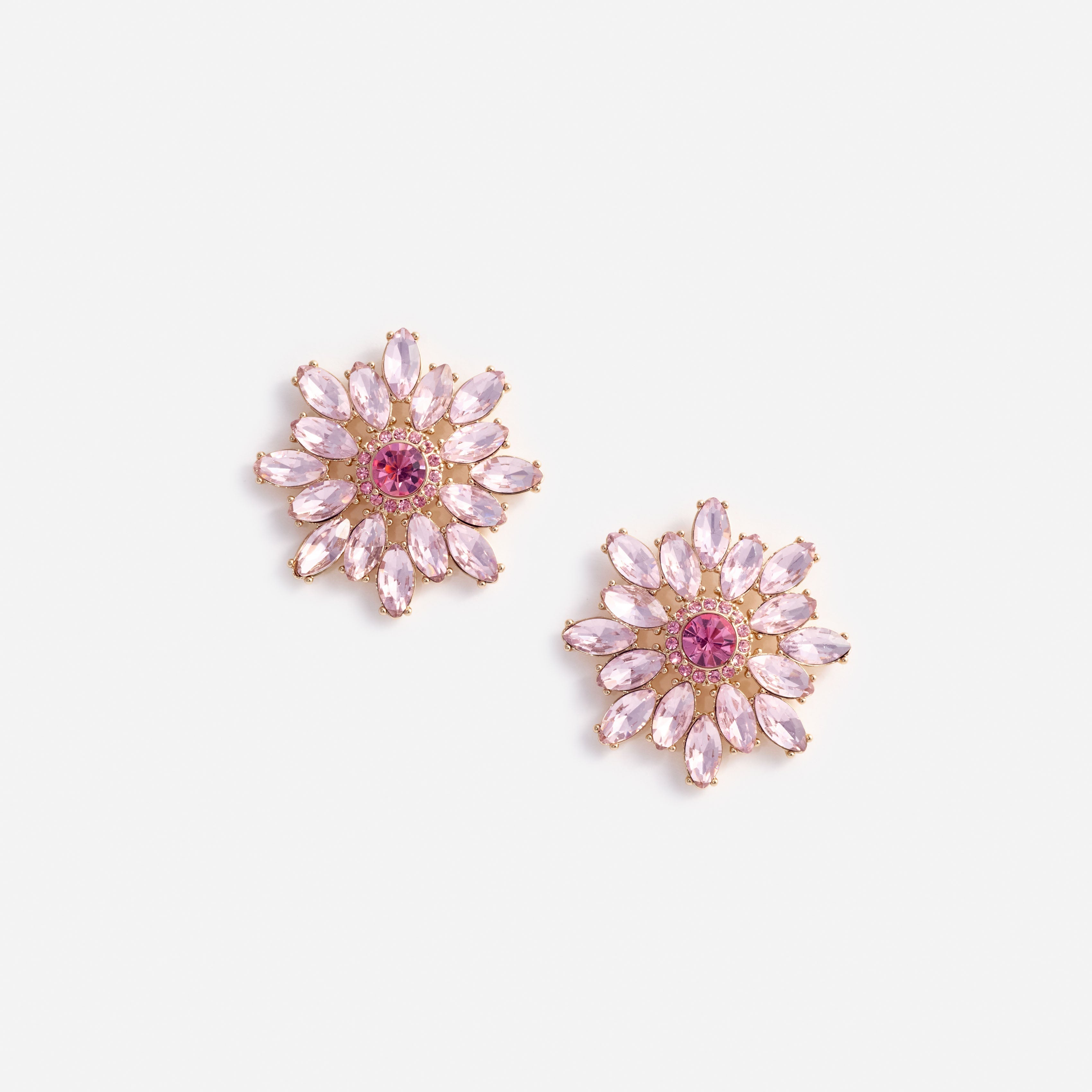 Pink Crystal Flower Earrings – self-portrait-US