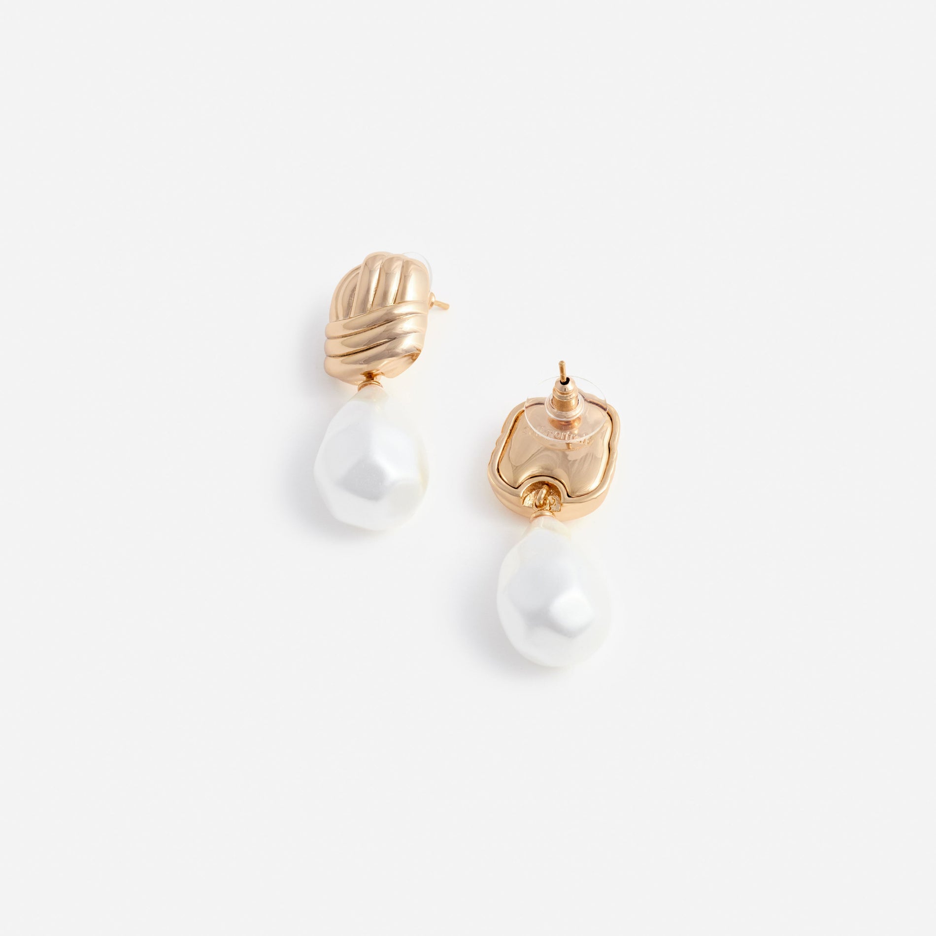 Gold Knot Pearl Earrings