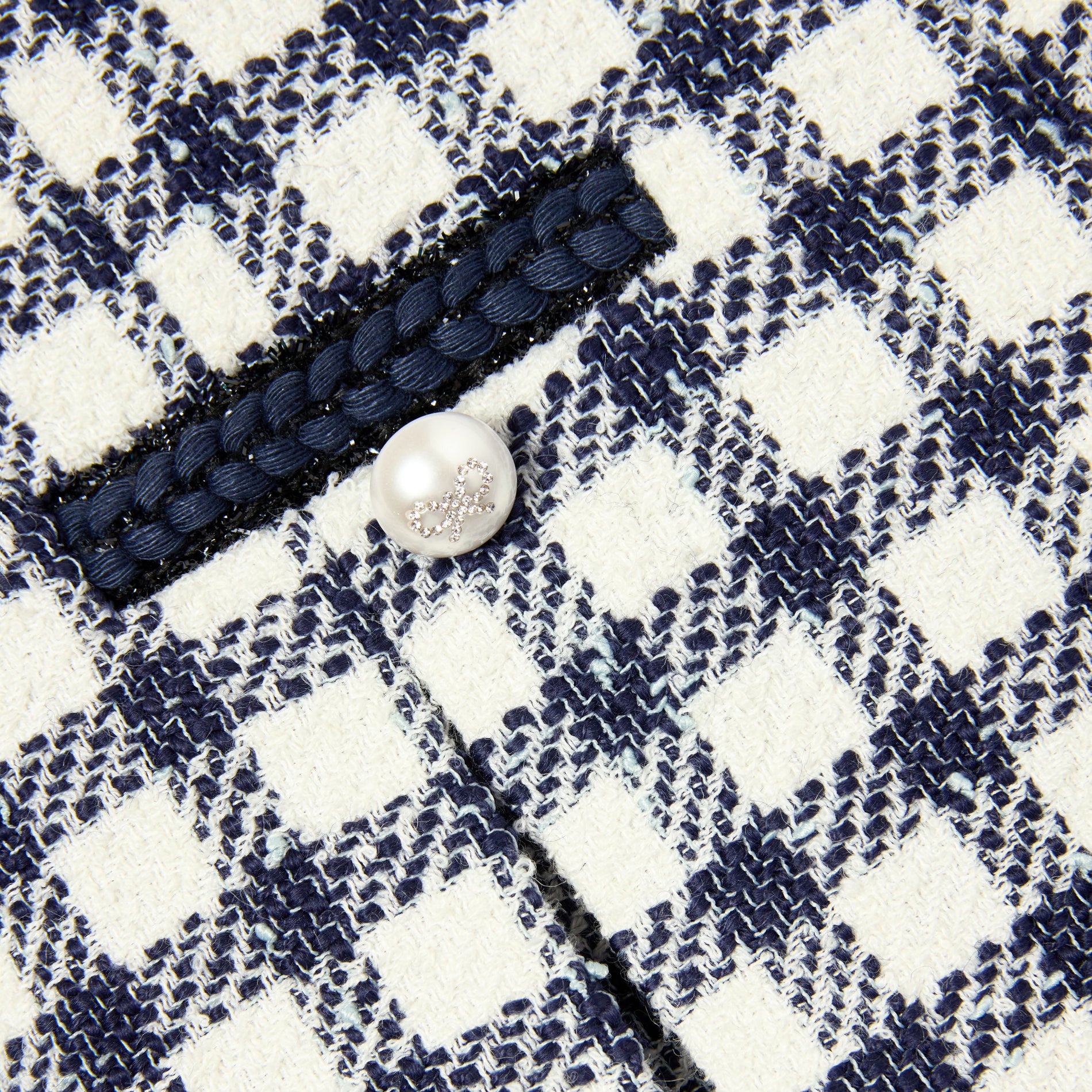 Navy Check Boucle Skirt