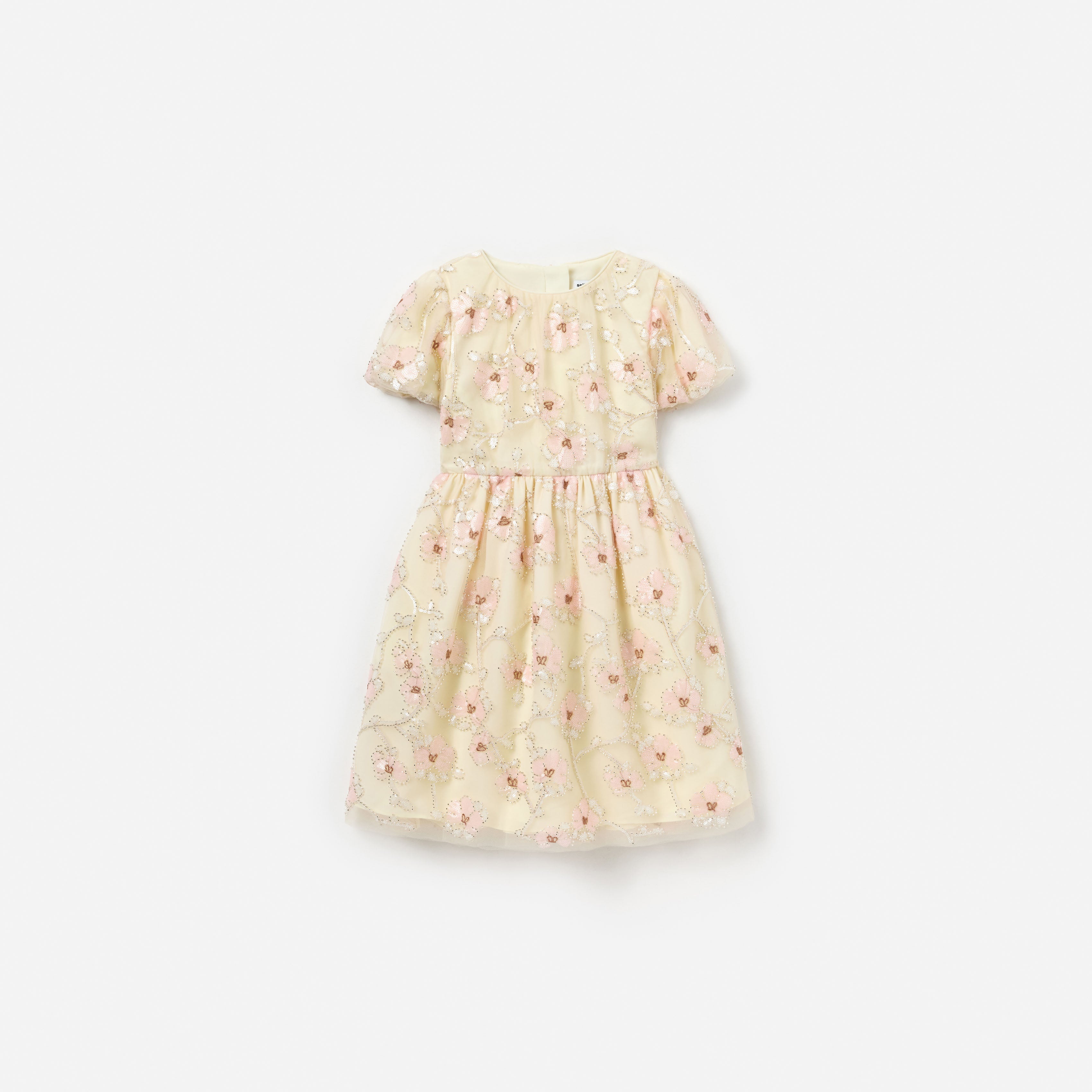 strapless open back dress Self-Portrait - Cream Embellished Flower Tulle Dress