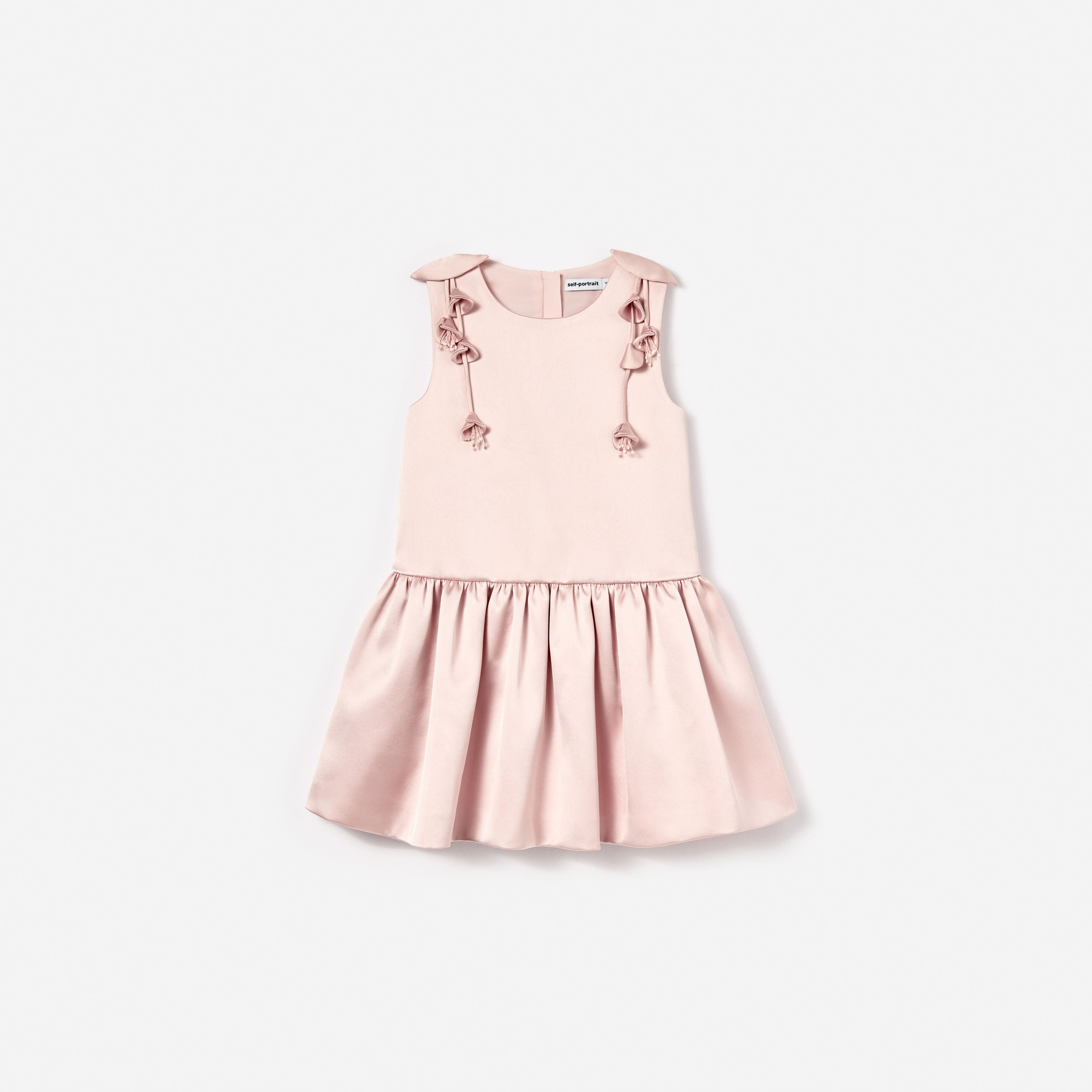 self portrait pink satin mini dress self-portrait - Pink Satin Sleeveless Flower Dress