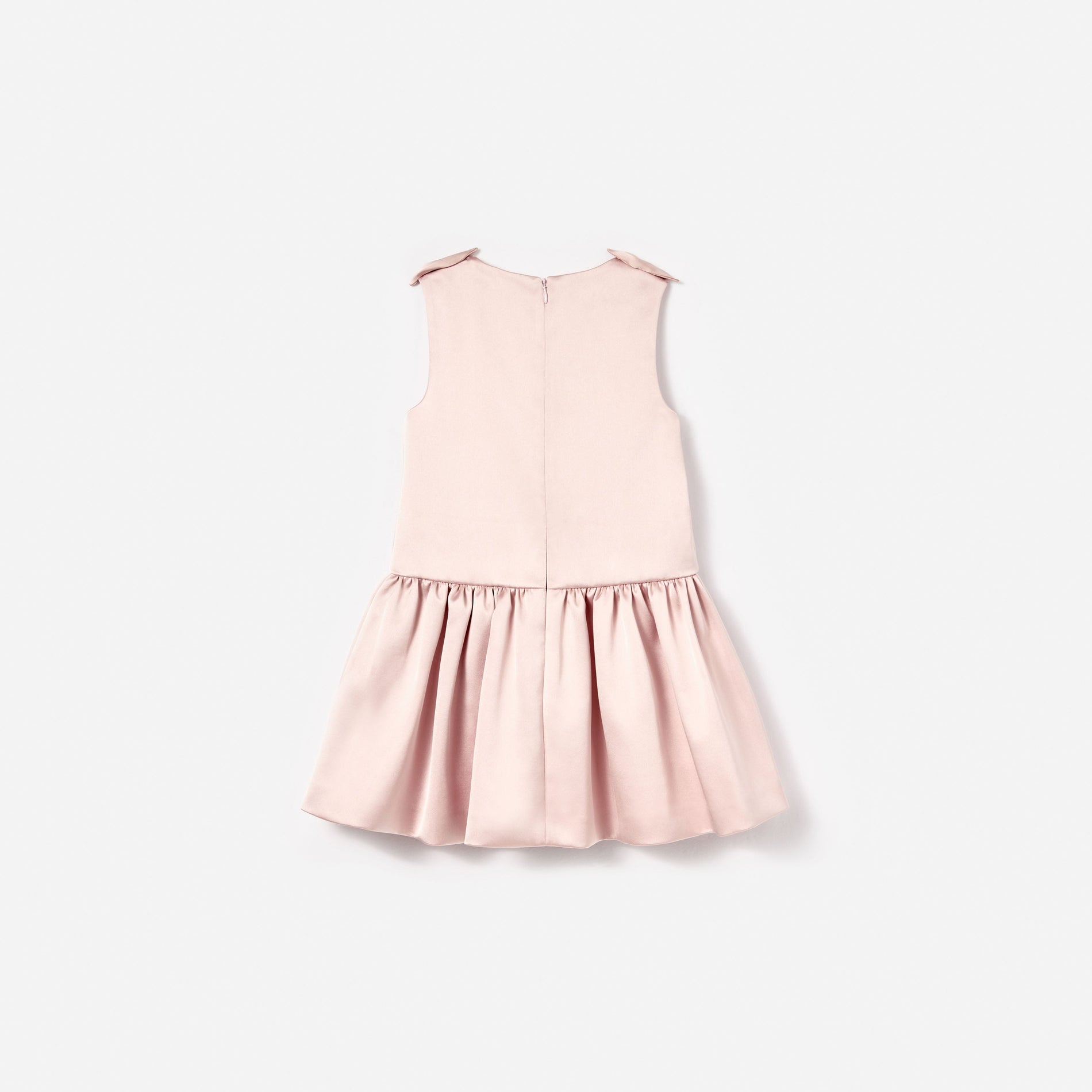 Pink Satin Sleeveless Flower Dress