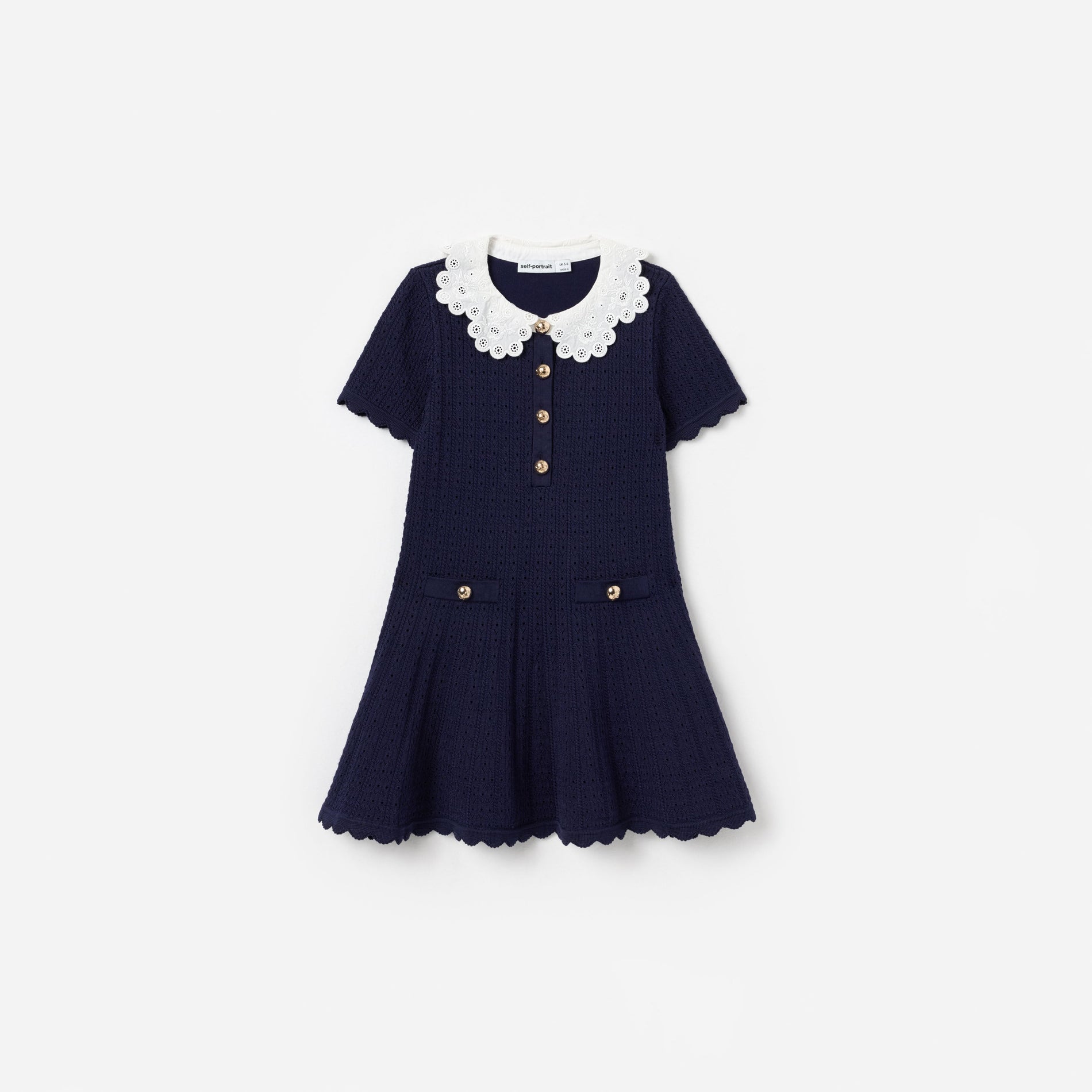 Navy Contrast Collar Knit Dress