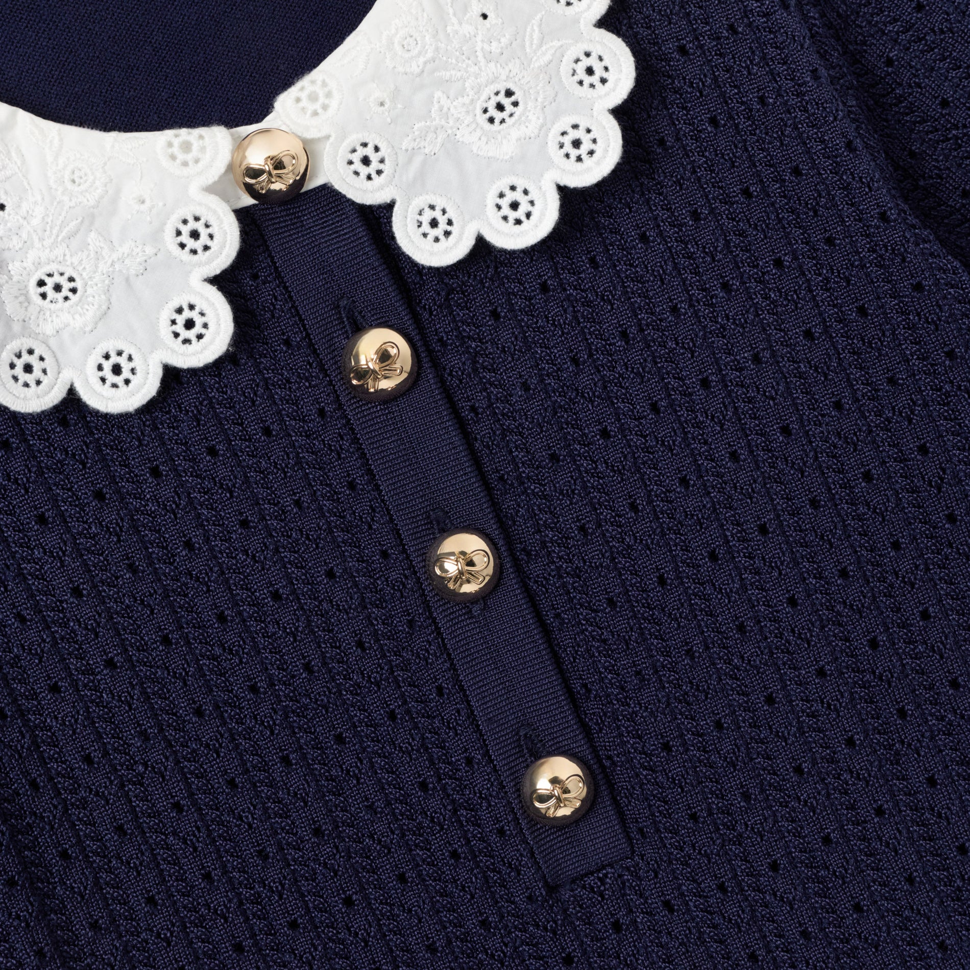 Navy Contrast Collar Knit Dress