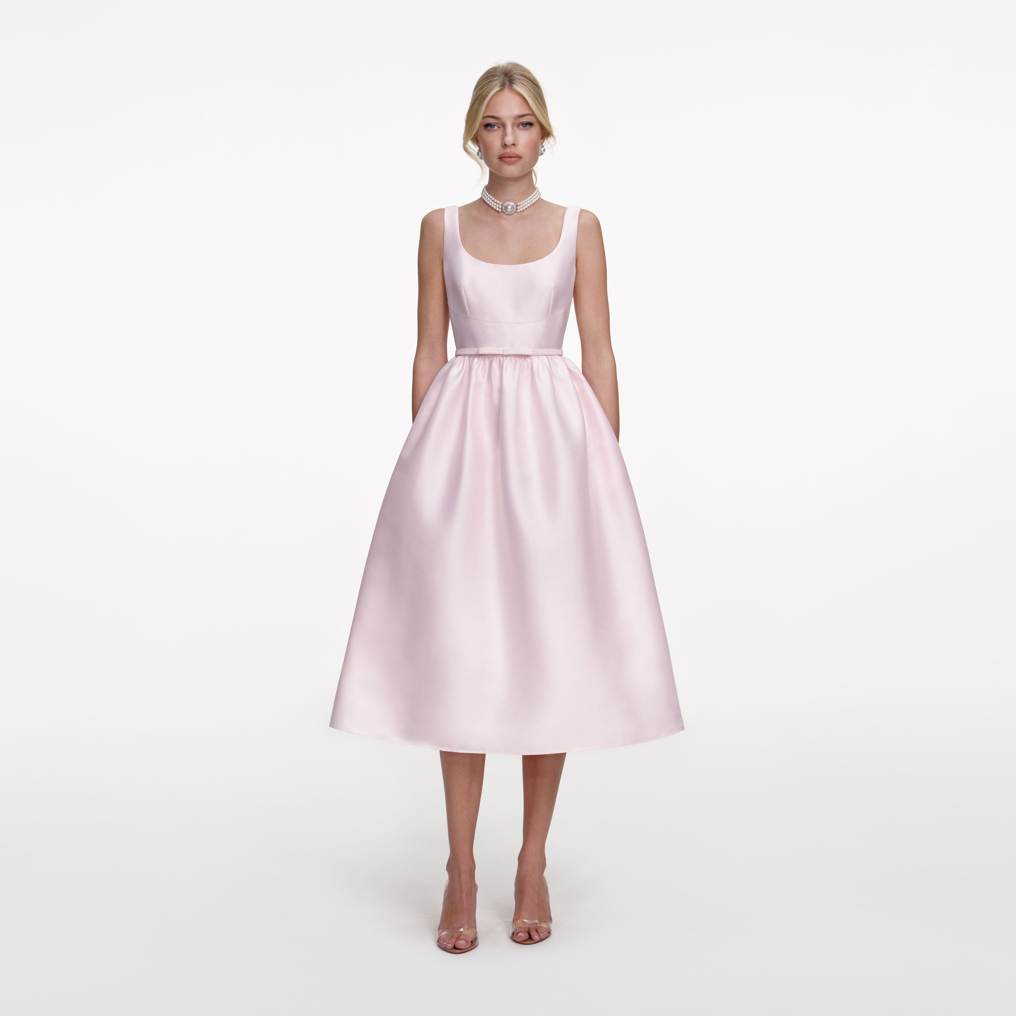 Self-Portrait - Pink Taffeta Midi Dress - US 2 Self-Portrait - Pink Taffeta Midi Dress - US 2