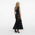 Black Guipure Lace Midi Dress