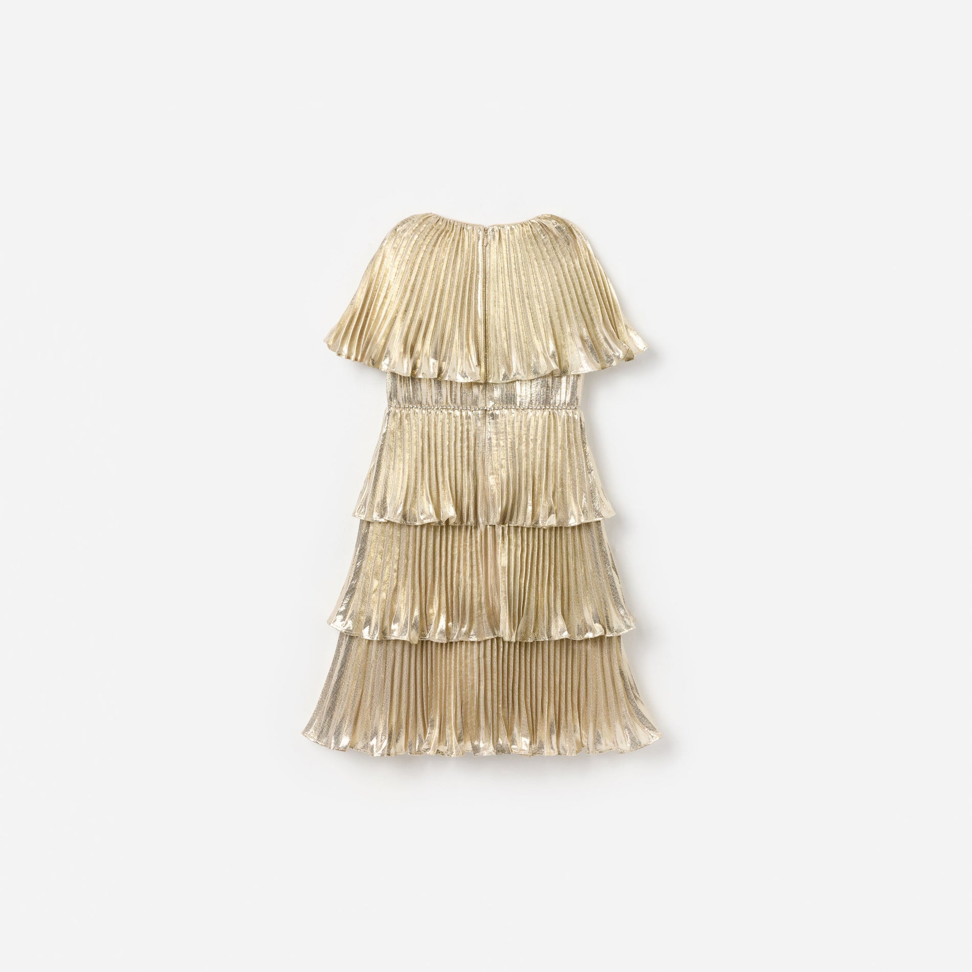 Gold Metallic Tiered Dress