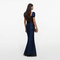 Navy Viscose Lace Maxi Dress