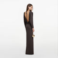 Brown Jersey Open Back Maxi Dress