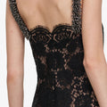 Black Lace Beaded Trim Mini Dress