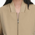 Beige Faux Fur Bomber Jacket