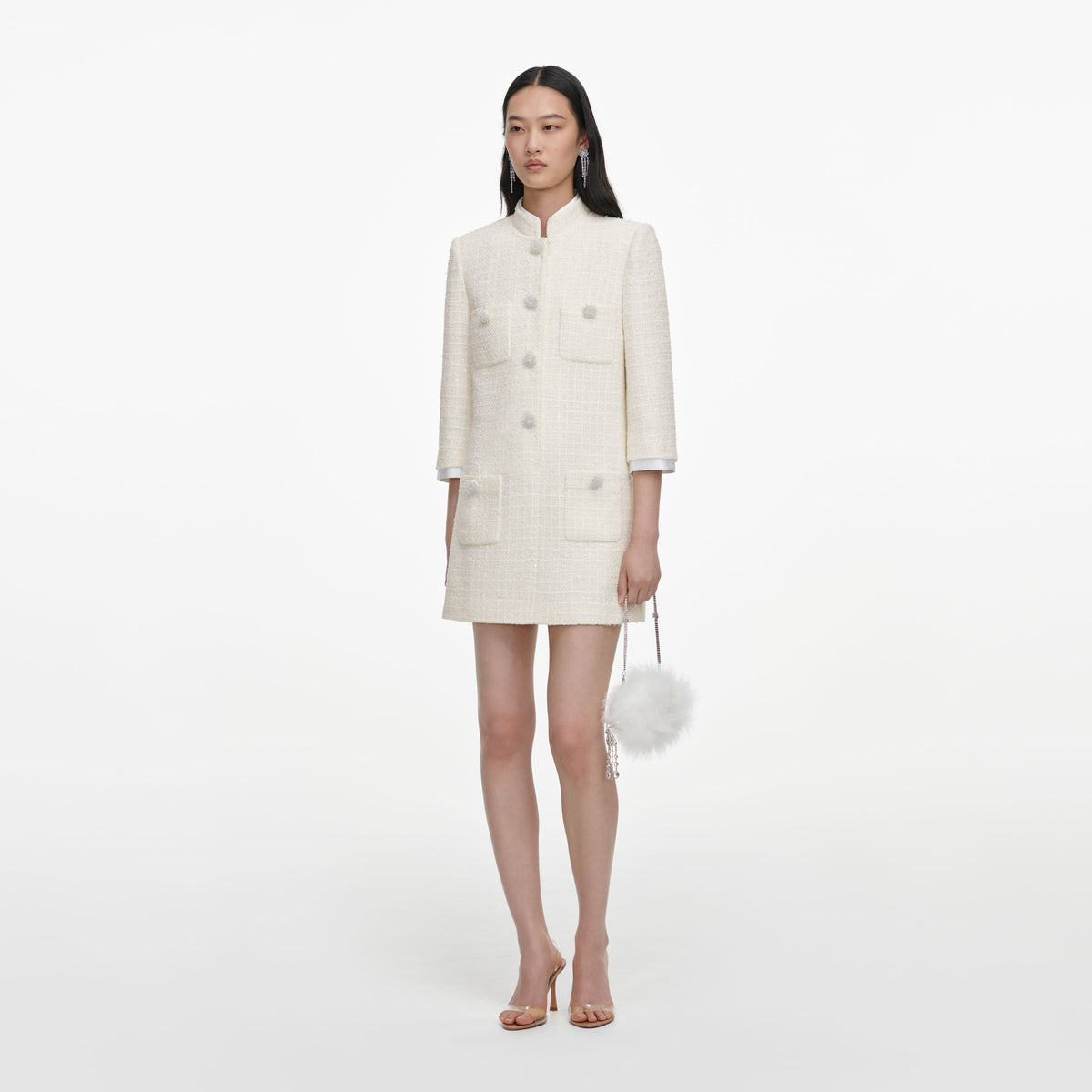 Cream Boucle Mini Dress