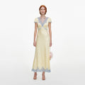 Yellow Viscose Lace Midi Dress