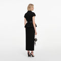 Black Crepe Peplum Midi Dress