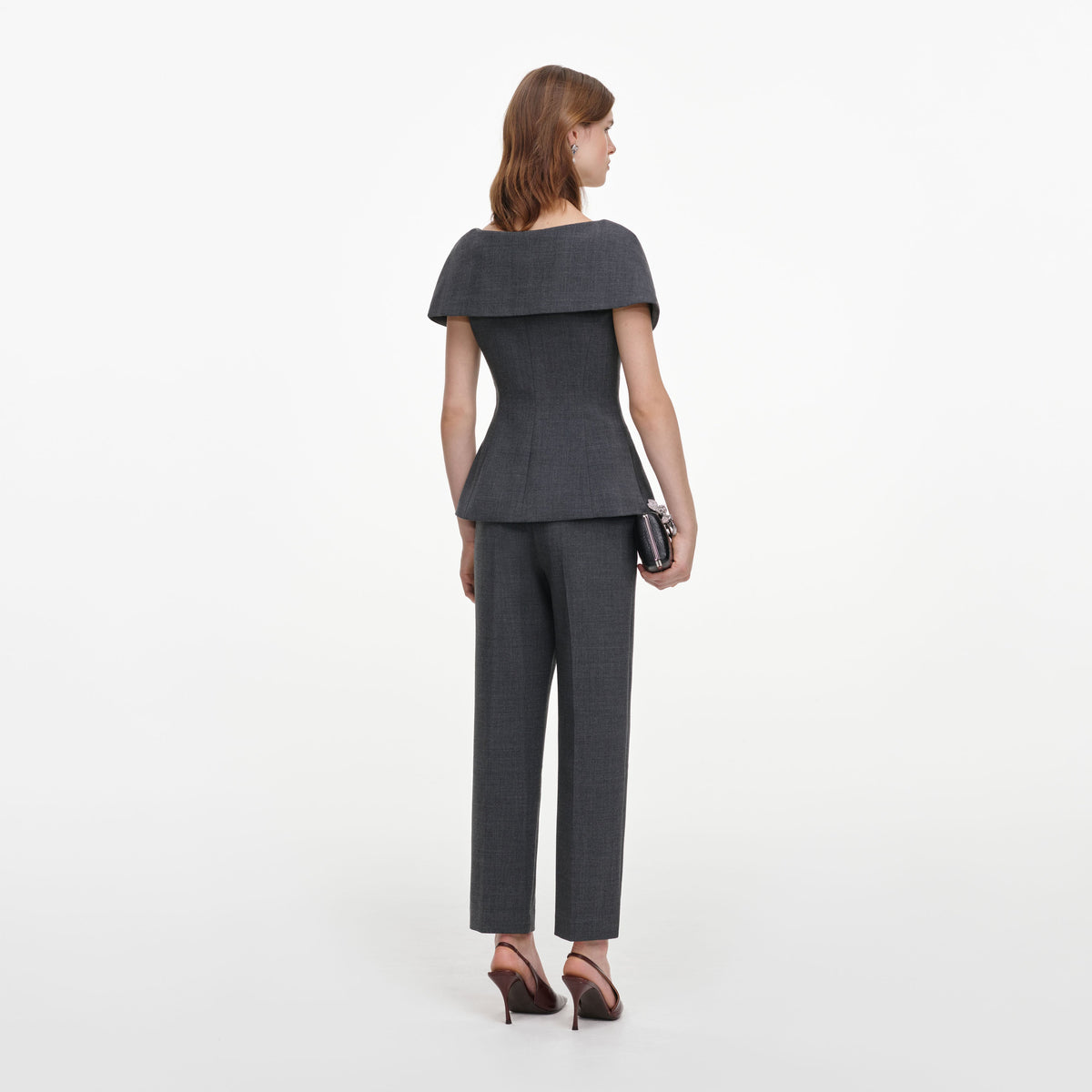Grey Tailored Brooch Jumpsuit