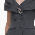 Grey Tailored Brooch Jumpsuit