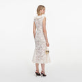Cream Lace Flower Midi Dress