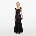 Black Lace Square Neck Maxi Dress
