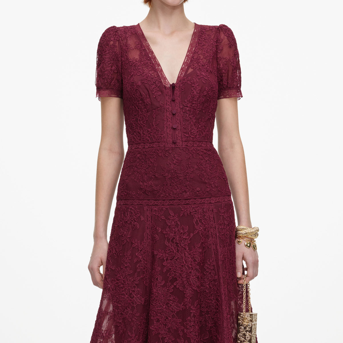 Burgundy Lace Midi Dress