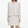 Cream Sequin Boucle Mini Skirt