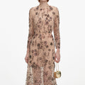 Beige Sequin Embellished Midi Dress