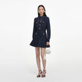 Navy Textured Knit Mini Dress