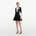 Black Pointelle Lace Knit Mini Dress