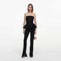 Black Metallic Frill Peplum Knit Top