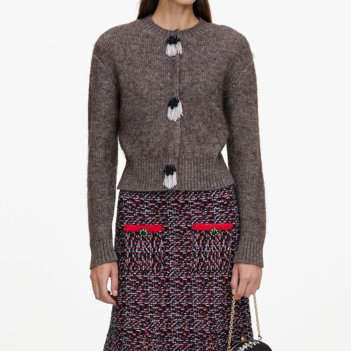 Brown Fluffy Knit Cardigan