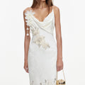 Cream Embellished Floral Maxi Dress