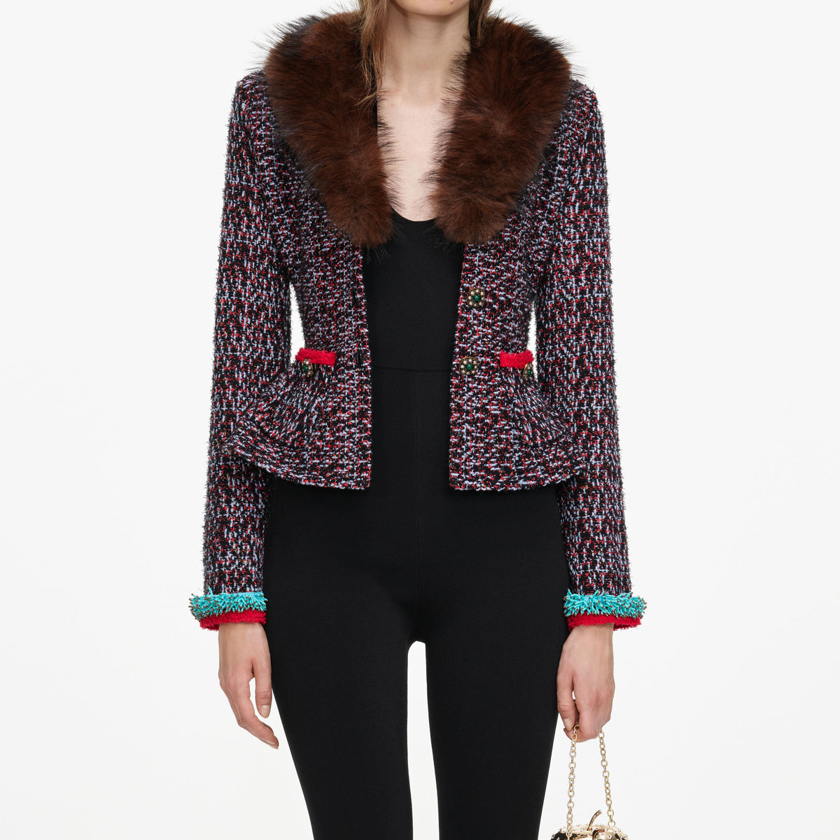 Multi Textured Knit Peplum Cardigan
