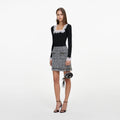 Black And White Textured Knit Mini Skirt