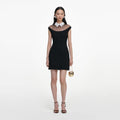 Black Crepe Contrast Collar Mini Dress
